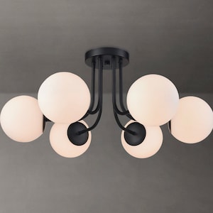 Santorini Modern Globe Matte Semi Flush Mount Ceiling Light