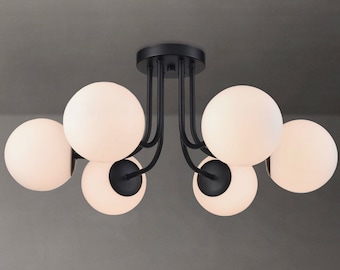 Santorini Modern Globe Matte Semi Flush Mount Ceiling Light