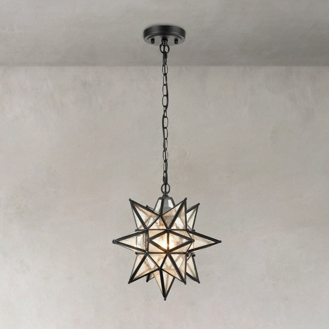 Symi Moravian Star Pendant / Chandelier Seeded Glass Shade 13-inches - Etsy