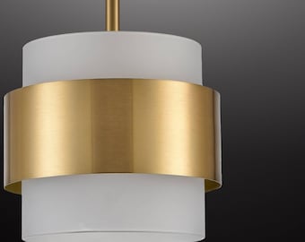 Milos Modern Pendant Light w/ Frosted Glass Shade Rod Hung 1-Light