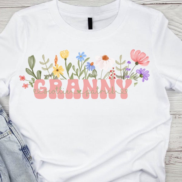 Custom Granny T-Shirt - Personalized with Grandchildren’s Names - Unique Grandmother Gift Idea