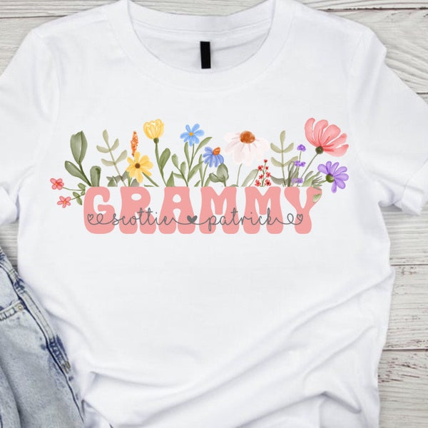 Custom Grammy T-Shirt - Personalized with Grandchildren’s Names - Unique Grandmother Gift Idea