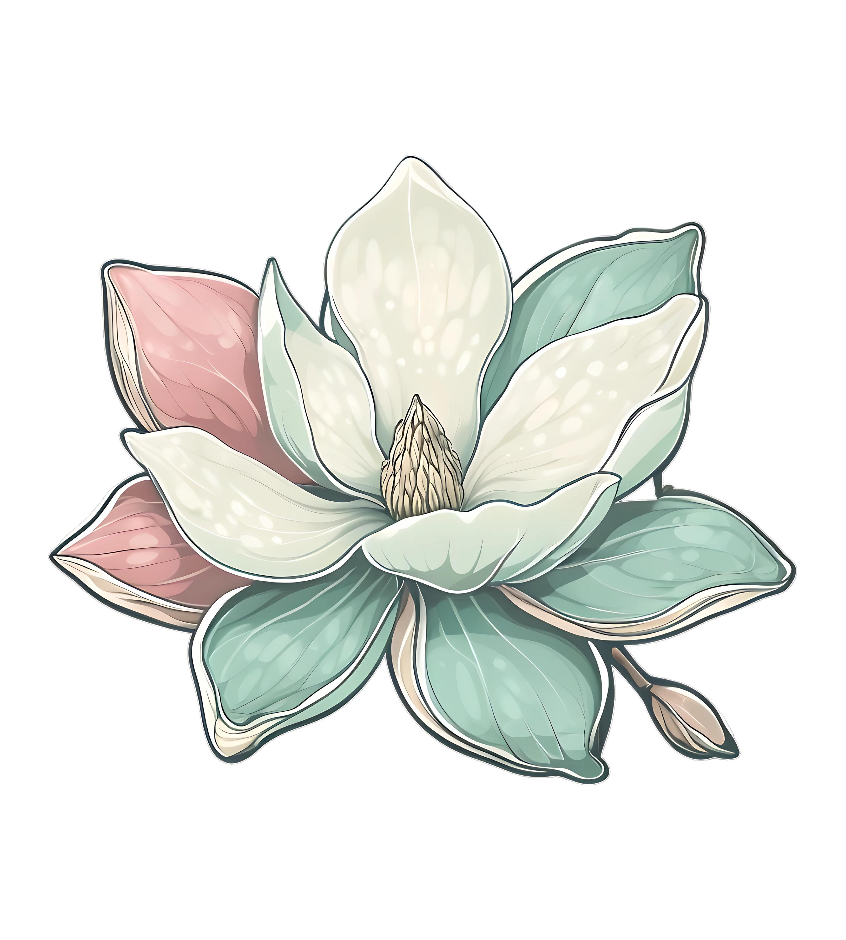 Magnolia Clip Art PNG, Watercolor Magnolia Digital Download, Floral Clipart for DIY Crafts