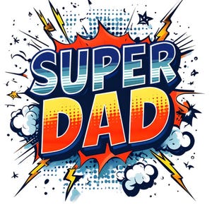 Super Dad Comic Book Style Grafik Vatertag - Digital Download PNG