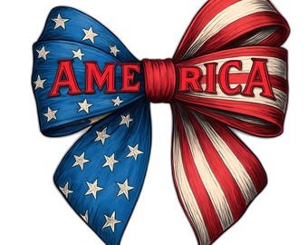 America Bow PNG, Transparent Patriotic Digital Download, 4th of July Clipart