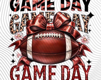 Football Game Day Maroon Bow Design Digital Download Transparent PNG