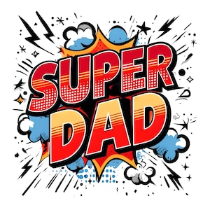 Super Pai Estilo História em Quadrinhos Dia dos Pais - Download Digital PNG