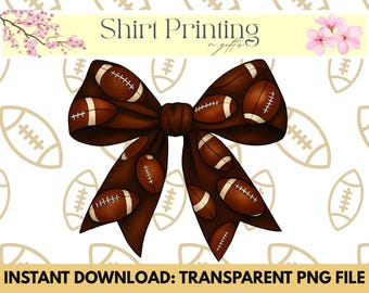 Football Bow PNG  School Spirit Sublimation Instant Download Team Cheer PNG, Merch Design Clipart