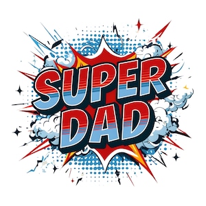 Super Pai Estilo História em Quadrinhos Dia dos Pais - Download Digital PNG