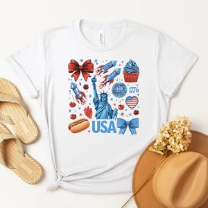 USA Fourth of July Unisex Tee Shirt, Patriotic America Independence Day T-Shirt, Red White Blue July 4th Clothing, United States Tee