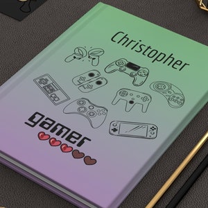 Gaming Controllers Personalized Hardcover Journal, Matte Finnish, Custom Gaming Notebook, Gamer Diary, Video Game Lover Gift, Gift for Gamer