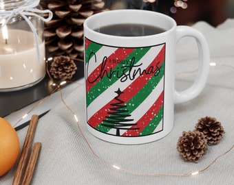 Christmas Tree Ceramic Mug, Holiday Season Gift (11oz)