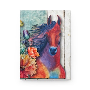 Carnet cartonné aquarelle chevaux et fleurs, mat