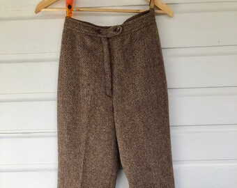 Vintage 1970's Patty Woodard Brown Tweed High Waisted Wool Pants Size 6