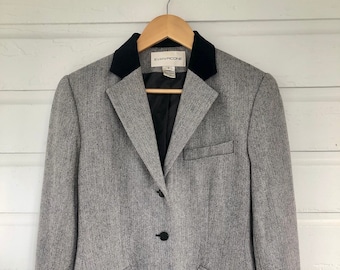 Blazer vintage en tweed à chevrons Evan-Picone des années 1980, taille 6