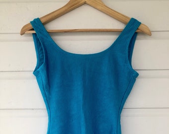 Vintage 90's Catalina Turquoise Ribbed Swimsuit