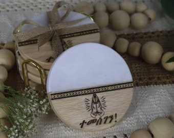 Personalized Half Marble Engraved Coasters| Custom| Wedding | Engagement | Housewarming | Couples Gift |Birthday Gift | Ethiopians | Ge'ez|.