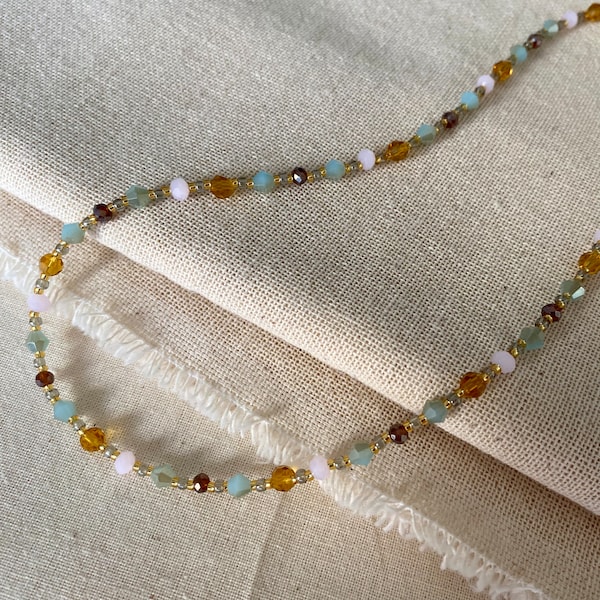 Ambre - Collier de perles terre, tour de cou délicat, collier de perles de cristal, cadeaux pour elle