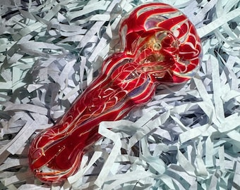 Glass pipe smoke pipe Unique candy fumed glass pipe handmade transparent spoon with red white mess blown pipe
