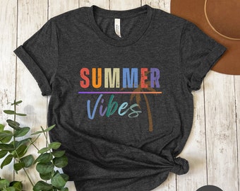 Summer Vibes Shirt Beach Vibes Shirt Retro Summer Shirt Vacation Shirt Trendy Beach Shirt Palm Tree Summer Tee Vintage Summer Boho Shirt