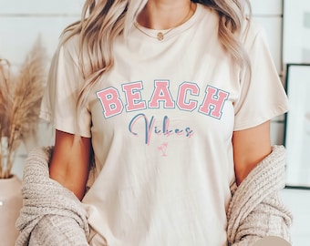 Beach Vibes Shirt Summer Vibes Shirt Retro Summer Shirt Vacation Shirt Trendy Beach Shirt Palm Tree Summer Tee Vintage Summer Boho Shirt