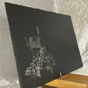 Serving plate made of slate personalized gift for him and her slate serving tray, sign made of slate, cutting board laser engraving