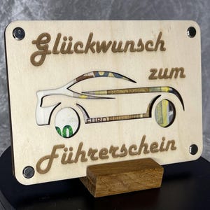 Geldgeschenk „Glückwunsch zum Führerschein“, originelle Geldgeschenk Idee, Wunscherfüller Weihnachtsgeschenk Geschenkkarte aus Holz