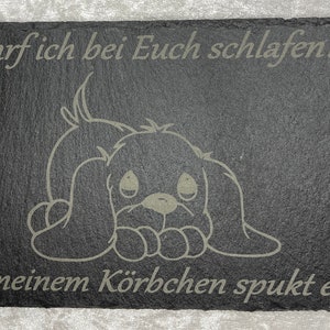 Slate sign - Can I sleep with you? - 10 x 20 cm dog motif, slate board, gift, dog lover, Christmas, dog owner