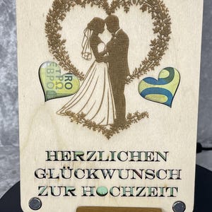 Geldgeschenk „Herzlichen Glückwunsch zur Hochzeit“, originelle Geldgeschenk Idee, Wunscherfüller Weihnachtsgeschenk Geschenkkarte aus Holz