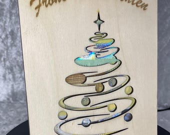 Geldgeschenk Weihnachten, Frohe Weihnachten, originelle Geldgeschenk Idee, Wunscherfüller Weihnachtsgeschenk Geschenkkarte aus Holz
