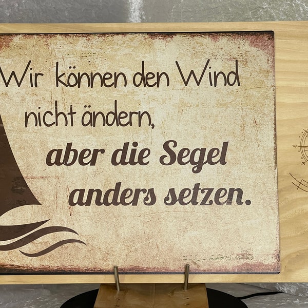 Holz-Metall-Schild, Holz, Metall, Schild, Lebensweisheit, Wanddekor, Sprüche Schild, Wandbild, Bild, Kompass, Windrose