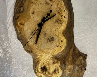Wall clock, designer wooden wall clock oak wall clock rustic wooden clock decoration, wall solid art oak wood, turned