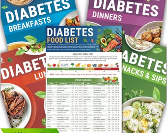 5PCS Diabetes-Friendly Recipes & Food List – 80 Simple Meals + Glycemic Index Chart | Nutrition Guide for Type 1 and Type 2 Diabetes