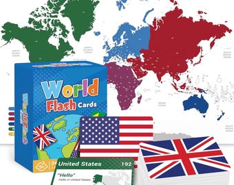 245 Flags of the World Flashcards – Country, Capital & Language Learning Cards | Educational Geography Game for Kids and Classrooms