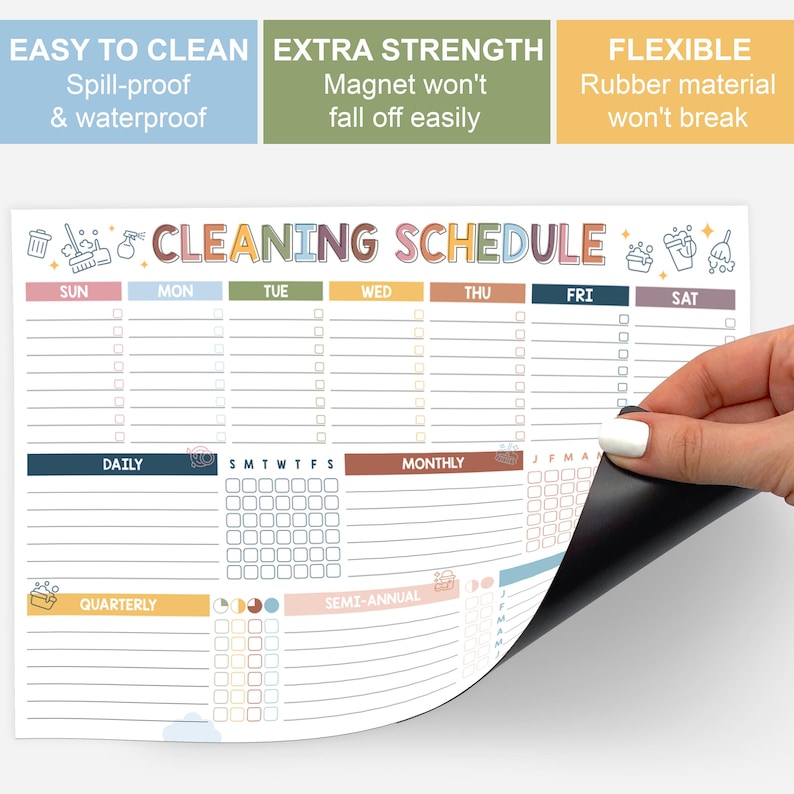 Magnetic Cleaning Schedule Board for Fridge, Daily Weekly Monthly House ...