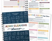 ADHD Cleaning Planner Bundle, Home Cleaning Checklist, 30 Day Declutter, Daily Weekly Monthly Schedule, Room-by-Room Organizer