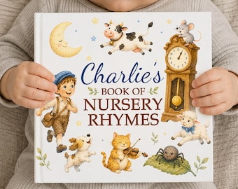 Custom Nursery Rhyme Book for Baby, Personalized Name Book Hardcover, New Baby Gift Ideas, Baby Shower Keepsake,First Birthday Book for Kids