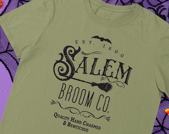 Salem Broom Co. Shirt, Halloween Salem Shirt, Vintage Salem Tshirt, Halloween Gift Tee, Witch Shirt, Retro Fall Shirt, Fall Shirt