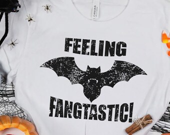 Gevoel fangtastic shirt, grappig vampier halloween-shirt, griezelig seizoen shirt, schattig vampier shirt, herfst Halloween top, Halloween cadeau