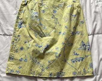 Vintage 90-tals minikjol för kvinnor, 10 gröna orientaliska geishor, fåglar, älvor, nyckfullt, Y2K