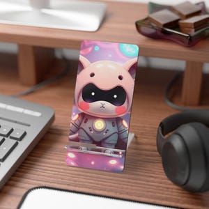 Cute Cat Astronaut Smartphone Stand, Kawaii Phone Holder, Desk Organizer, Gifts for Cat Lovers, Cute Decor for Home Office