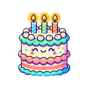 Cute Birthday Cake Stickers, Dessert Lover Gift, Planner Accessories, Scrapbooking Decor, Birthday Party Supplies