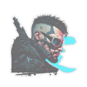 Cyber Knight Stickers, Digital Warrior Laptop Decals, Sci-Fi Cyberpunk Tech Sticker Set, Futuristic Gamer Gear, Robot Vinyl Stickers Pack,