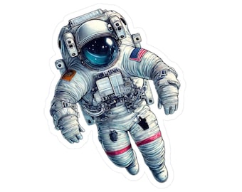 Hand-Drawn Astronaut Kiss-Cut Sticker: Space Traveler Decal