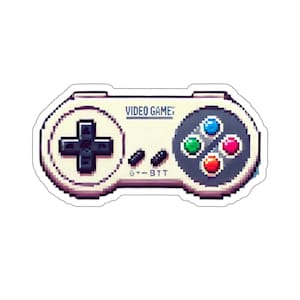 Pixel Video Game Controller Sticker: Retro Gaming Decal