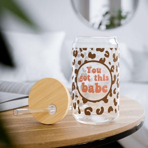 Verre à boire Leoprint, tasse à café en verre à emporter, verre à café avec paille, verre à smoothie, verre à siroter le matcha glacé avec couvercle en bambou