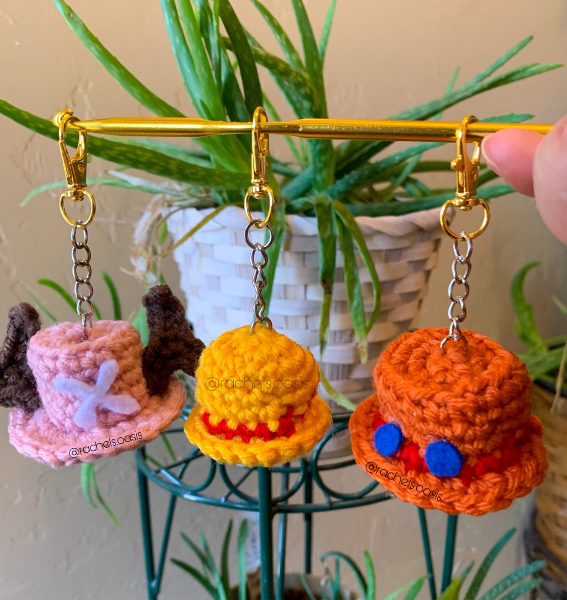Anime Luffy Straw Hat Inspired Crochet Keychain Chopper Inspired Hat