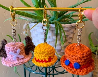 Anime luffy straw hat inspired crochet keychain | chopper inspired hat keychain | ace inspired hat keychain | Handmade Pirate Keychain