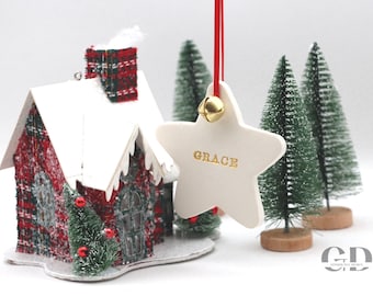 Handmade Personalized Polymer Clay Star Christmas Ornament