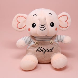 Personalized Elephant Plush Doll | Custom Newborn Gift Pink Elephant